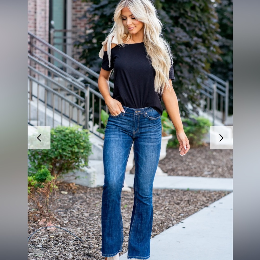 KANCAN | Sidney Mid-Rise Flare Dark Blue Wash Jeans 15 / 31
